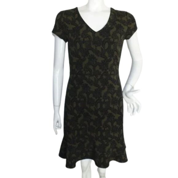 BANANA REPUBLIC FACTORY Dress, 4, Olive Floral, Ruffle hem, Short sleeve - Picture 6 of 15